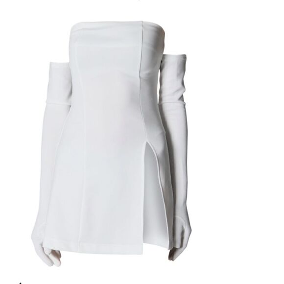 Cupid Mini Split Dress & Gloves - White - Picture 4 of 5